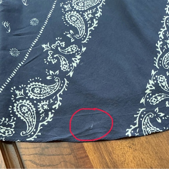 NEW Theory Sopheena Bandana 100% Silk Maxi Skirt In Navy Ivory *damage* - Picture 15 of 15